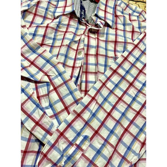Wrangler Red Blue Plaid Cowboy Cut Button Down Shirt Men's - Picture 3 of 10